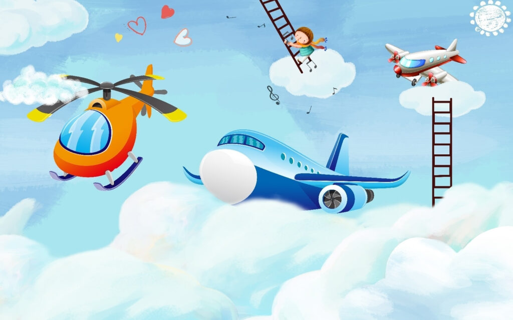 Cartoon vliegtuigen in de lucht Cartoon vliegtuigen in de lucht
