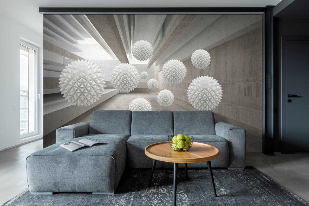 White balls in a room