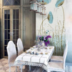 Fotobehang Schilderij van bloemen in een veld