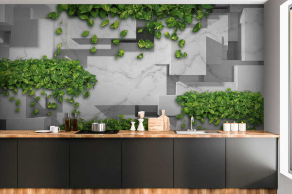 Muur met groene bladeren Muur met groene bladeren