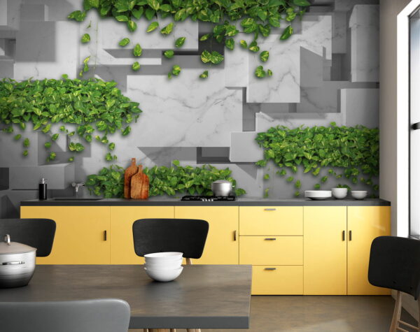 Muur met groene bladeren Muur met groene bladeren
