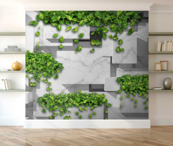 Muur met groene bladeren Muur met groene bladeren