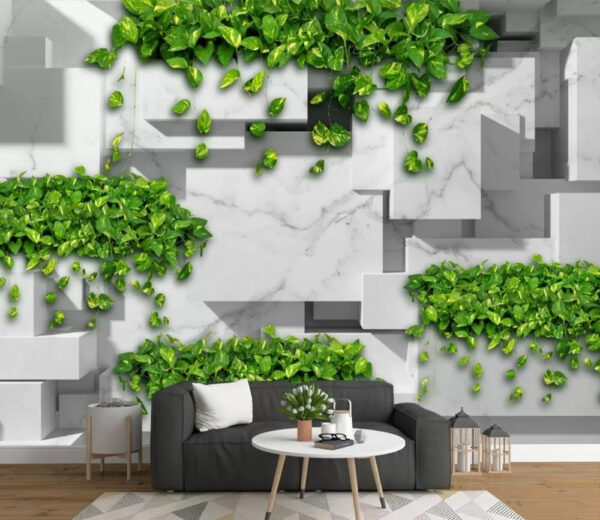 Muur met groene bladeren Muur met groene bladeren