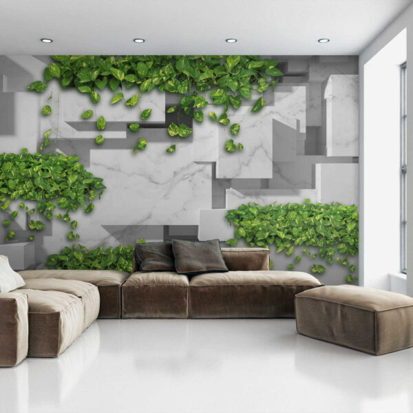 Muur met groene bladeren Muur met groene bladeren