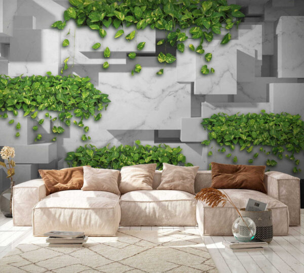 Muur met groene bladeren Muur met groene bladeren