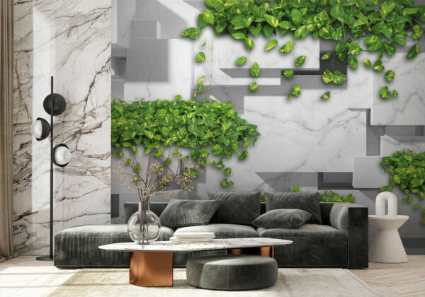 Muur met groene bladeren Muur met groene bladeren