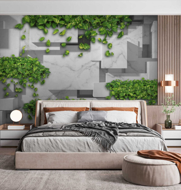 Muur met groene bladeren Muur met groene bladeren