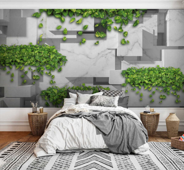 Muur met groene bladeren Muur met groene bladeren