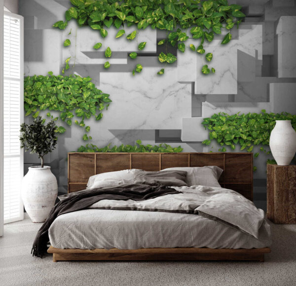 Muur met groene bladeren Muur met groene bladeren