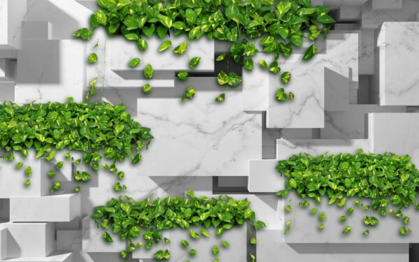Muur met groene bladeren Muur met groene bladeren