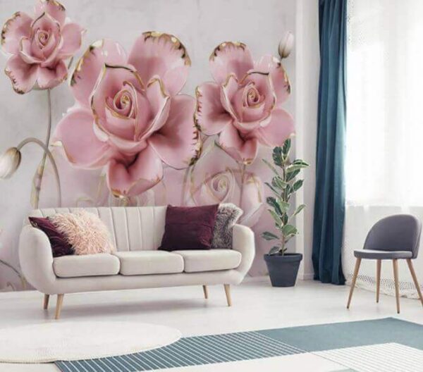 Fotobehang Fotobehang Groep roze bloemen (Artikelnummer: u34215)