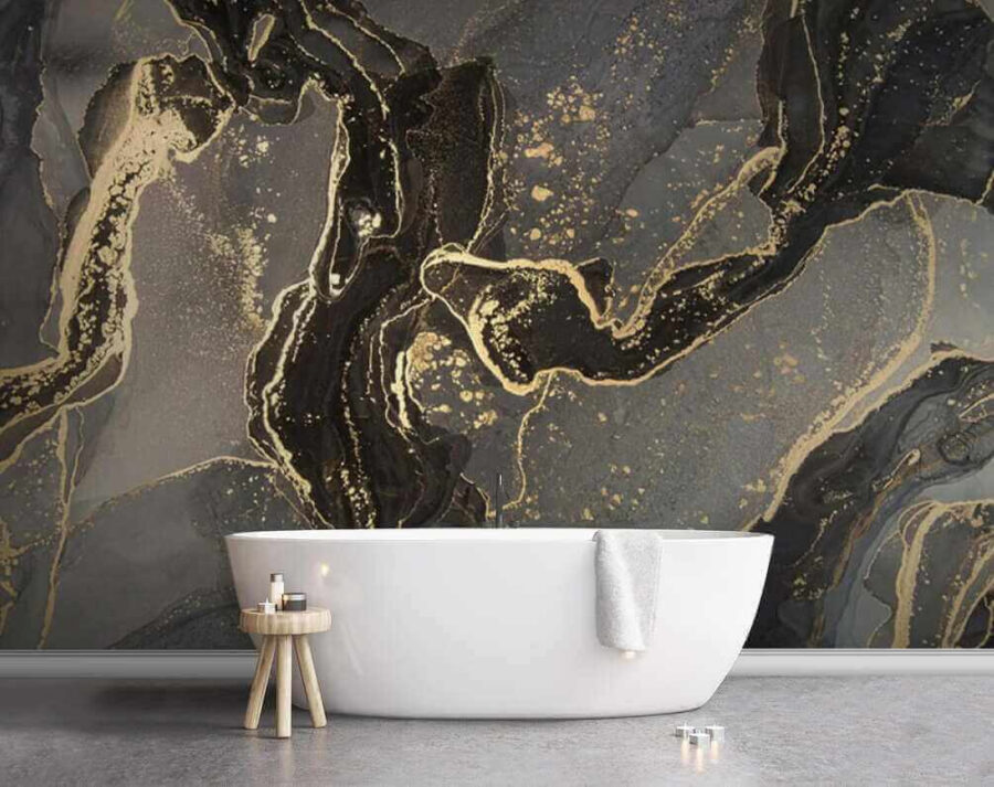 Elegant gemarmerd zwart met metallic krullen