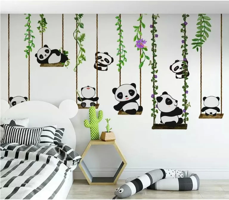 Groep panda's op schommels u32772pir1m - Groep panda's op schommels