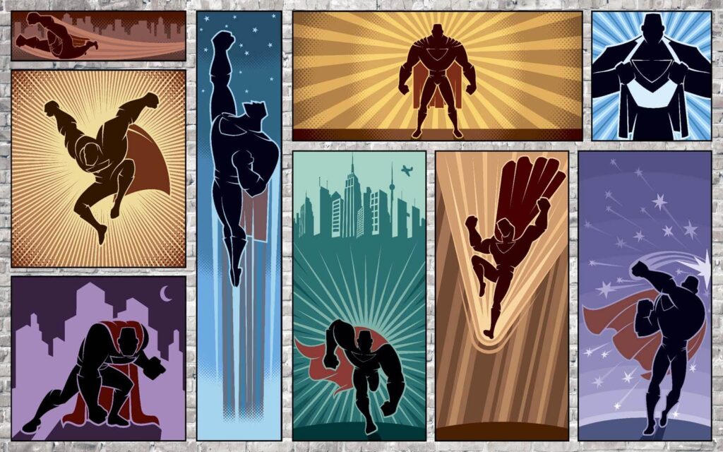Verzameling superheldenposters Verzameling superheldenposters