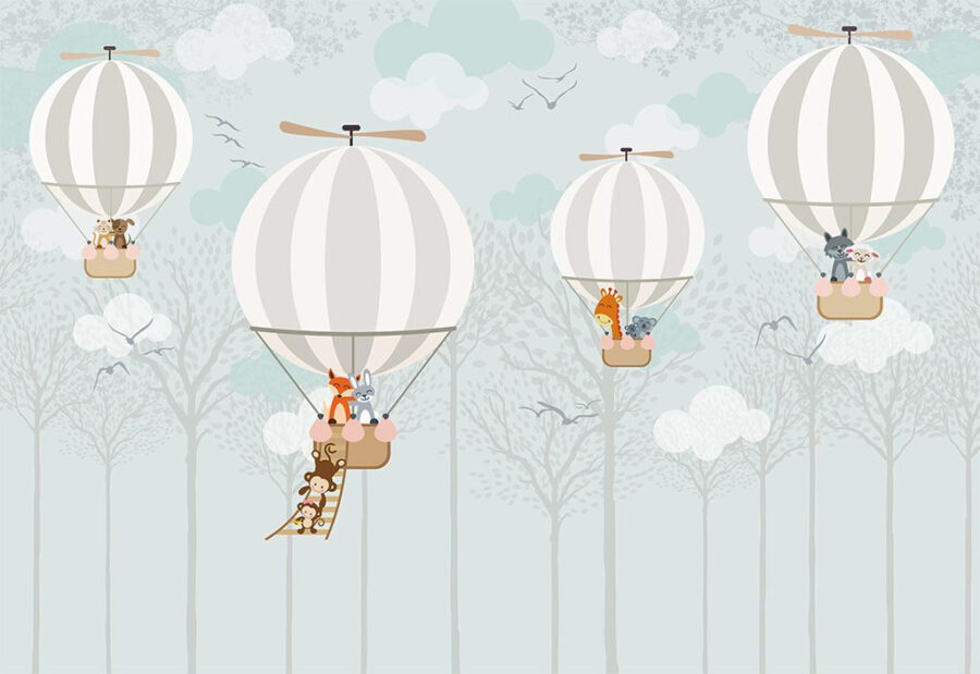 Groep heteluchtballonnen met dieren erop
