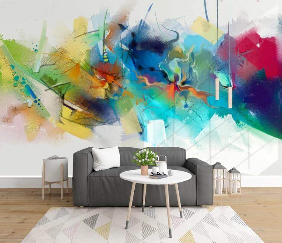 u30692pig1m - Kleurrijk schilderij van bloemen - tegory