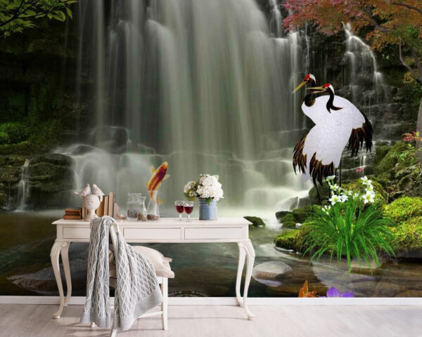 Waterval met vogels en vissen Waterval met vogels en vissen