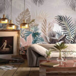 Fotobehang Groep planten met bladeren