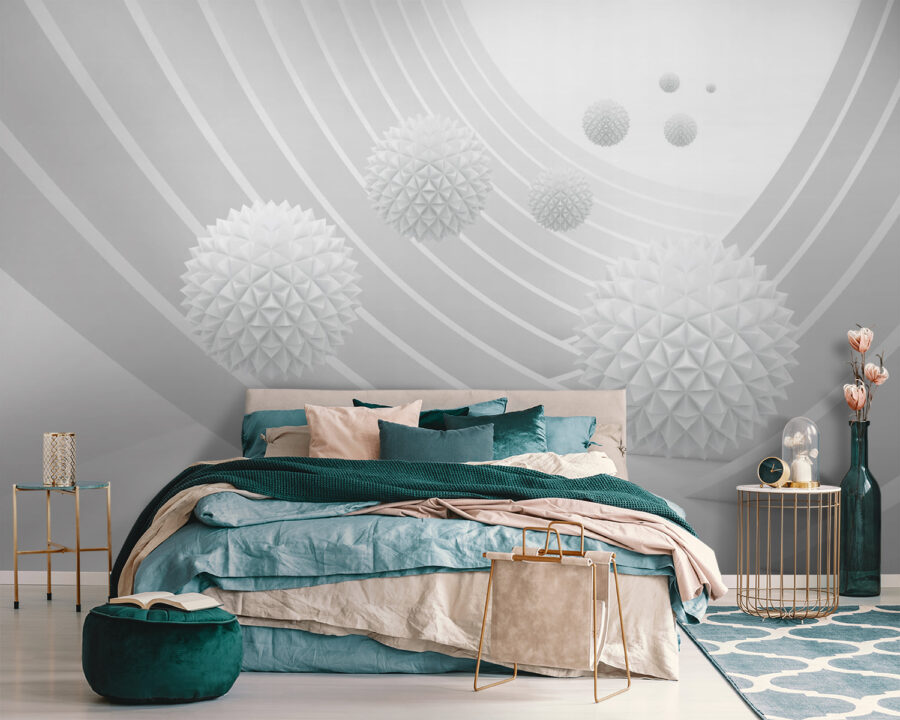 Witte bollen in een witte kamer