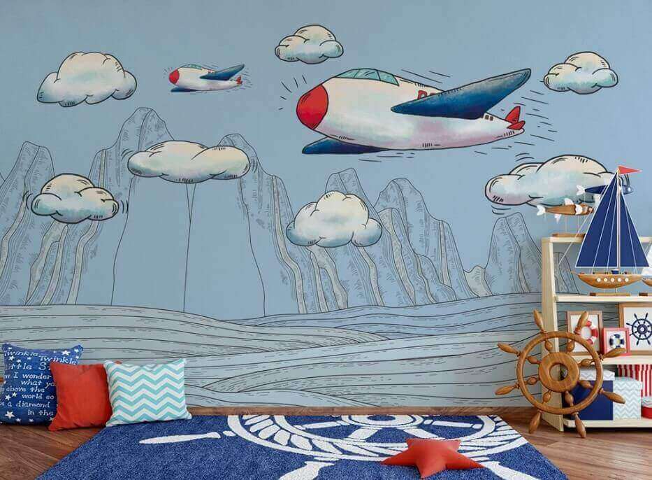 u28105pir1m - Spotprent van vliegtuigen die over bergen vliegen - tegory