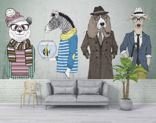 Muur met dierenkoppen Muur met dierenkoppen