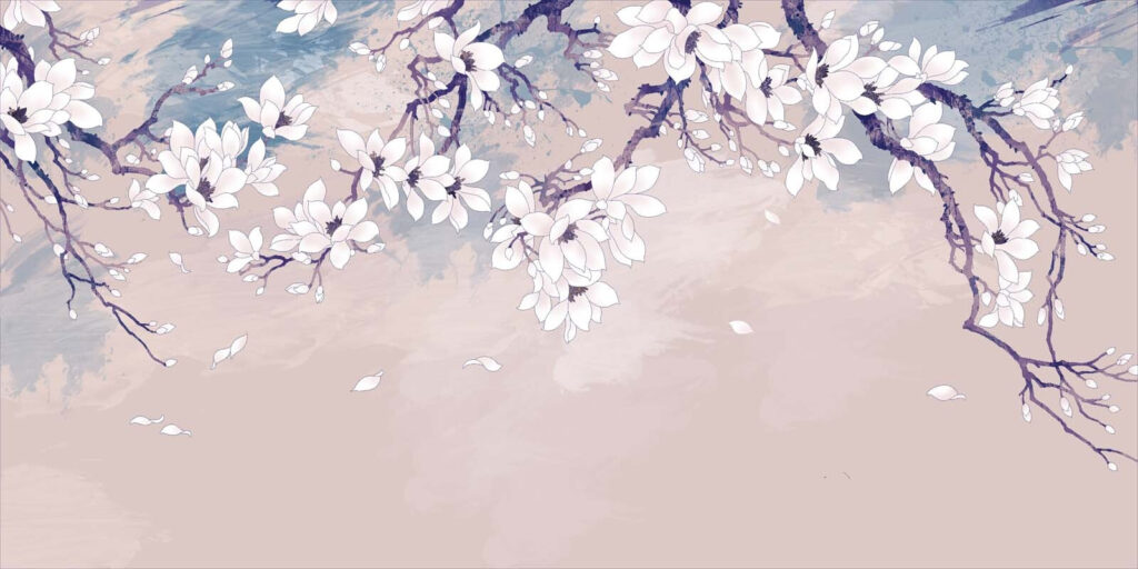 Witte bloemen op een boomtak Witte bloemen op een boomtak