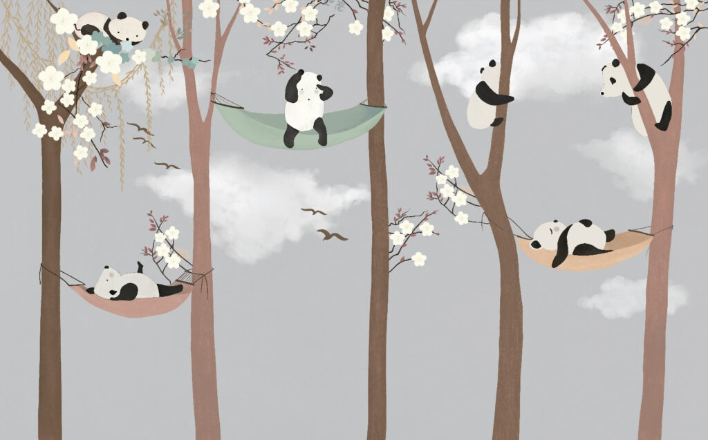 Panda's in hangmatten in bomen Panda's in hangmatten in bomen
