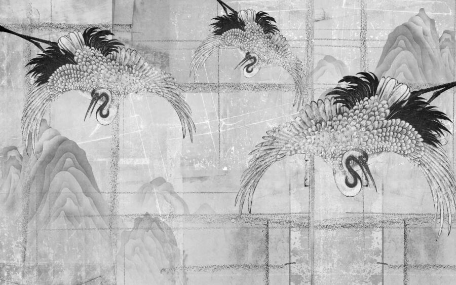 Zwart-wit afbeelding van vogels