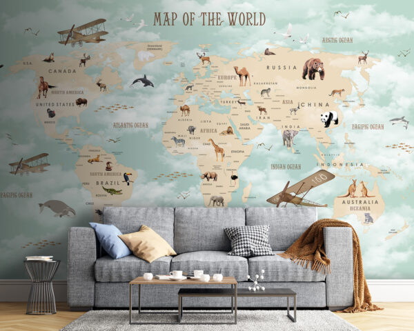 Wereldkaart met dieren Wereldkaart met dieren
