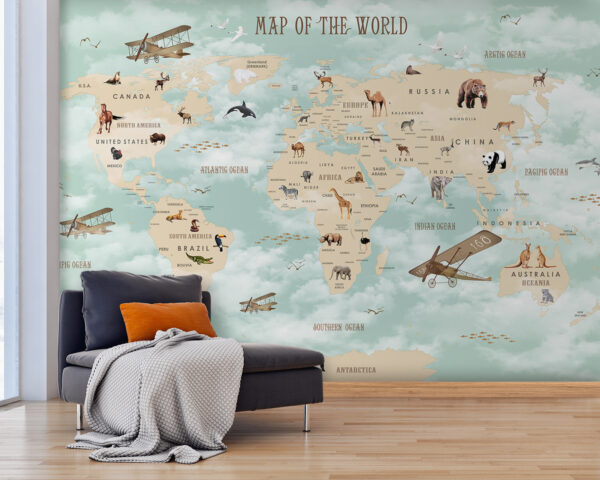 Wereldkaart met dieren Wereldkaart met dieren