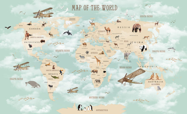 Wereldkaart met dieren Wereldkaart met dieren
