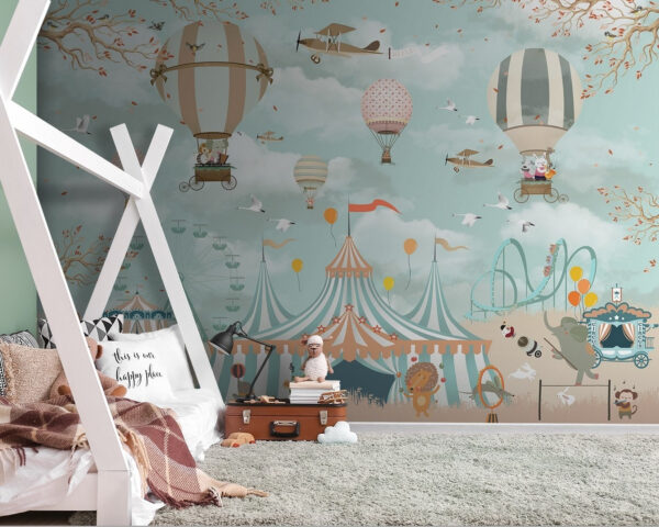 Circustent met heteluchtballonnen en vogels Circustent met heteluchtballonnen en vogels