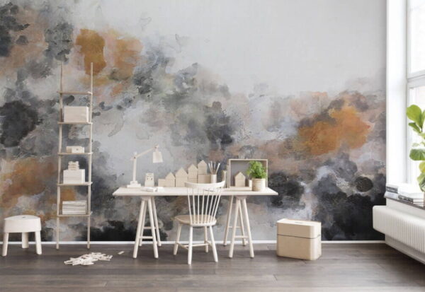 Schilderij van een wolk van zwarte en bruine kleuren Schilderij van een wolk van zwarte en bruine kleuren