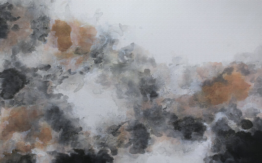 Schilderij van een wolk van zwarte en bruine kleuren Schilderij van een wolk van zwarte en bruine kleuren