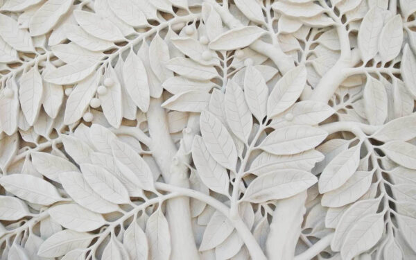 Witte boom met bladeren en bessen Witte boom met bladeren en bessen