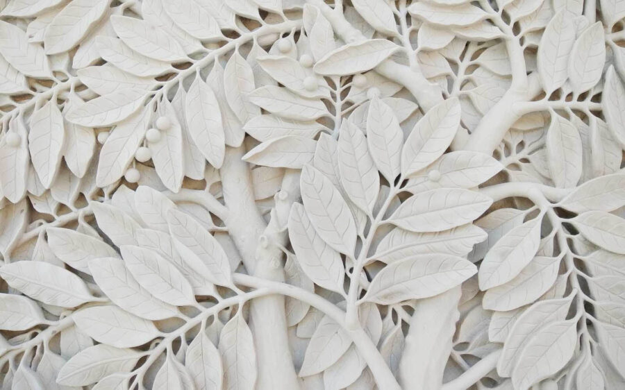 Witte boom met bladeren en bessen
