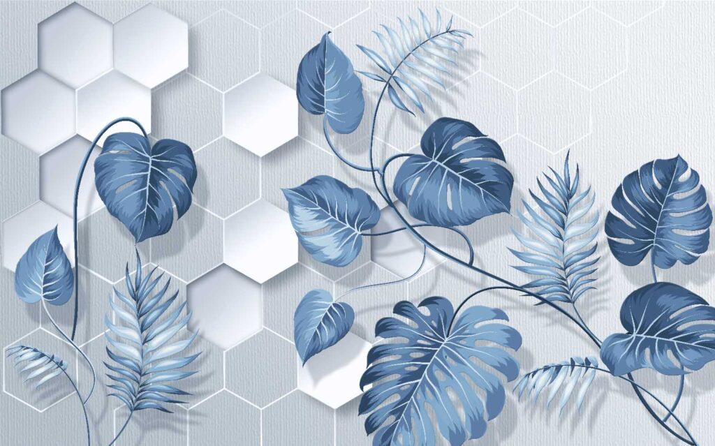 Blauwe bladeren op een witte achtergrond Blauwe bladeren op een witte achtergrond
