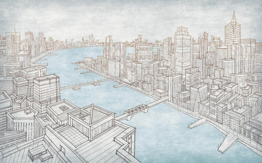 Tekening van een stad Tekening van een stad