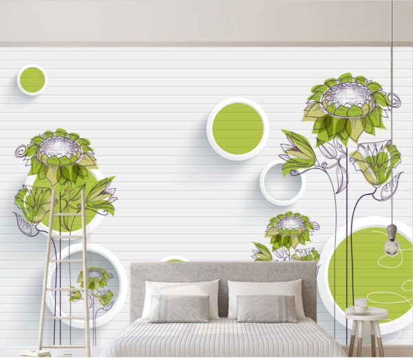 Behang met bloemen en cirkels u18803pib1m 600x520 - Behang met bloemen en cirkels - tegory