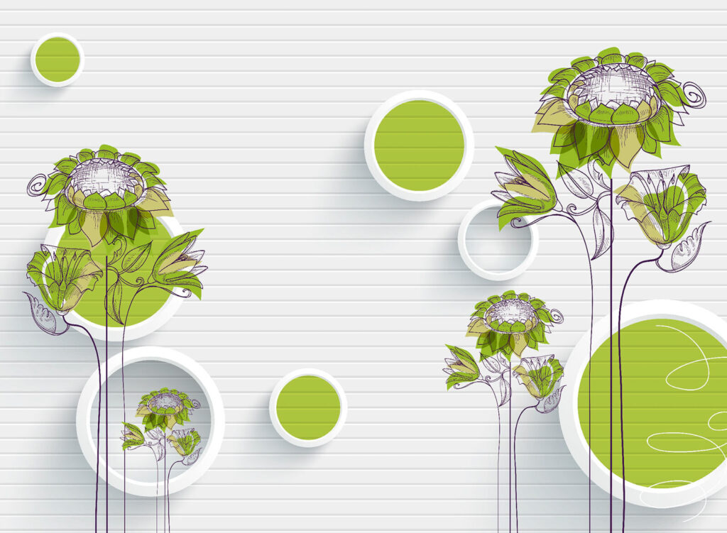 Behang met bloemen en cirkels u18803p 1024x751 - Behang met bloemen en cirkels - tegory