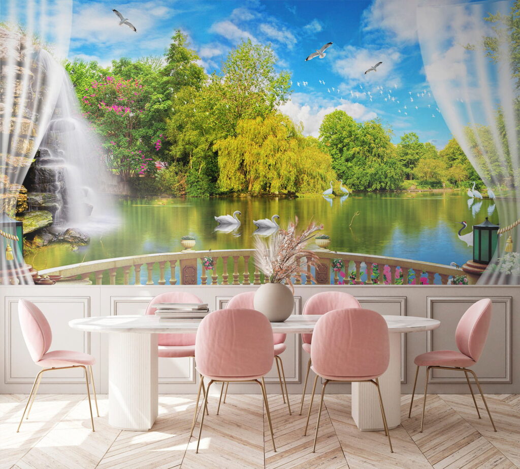 u18753pik1 1024x922 - Uitzicht op een vijver met vogels en bomen - tegory