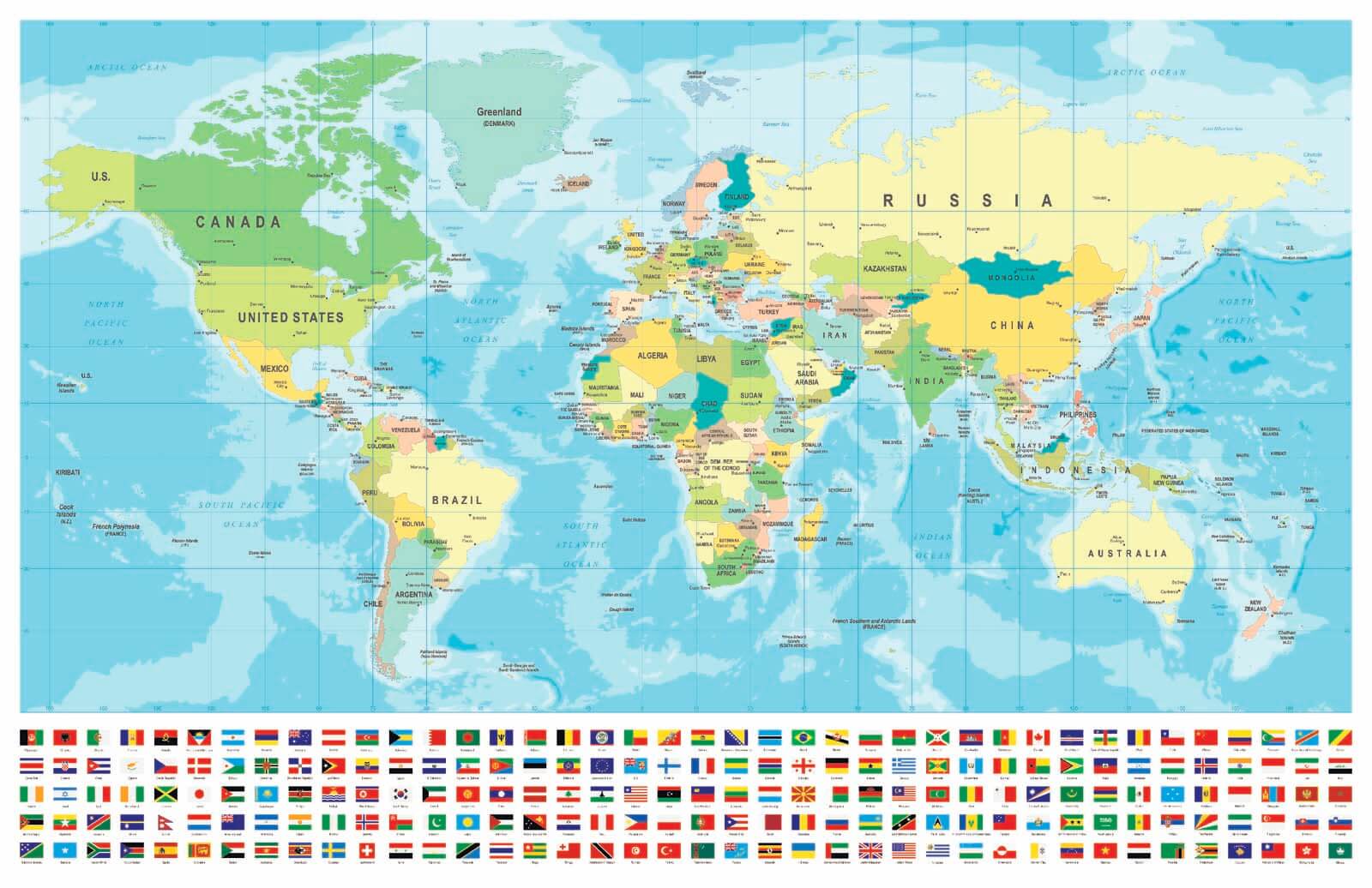 Kaart van de wereld met verschillende vlaggen u18208p - Kaart van de wereld met verschillende vlaggen - tegory