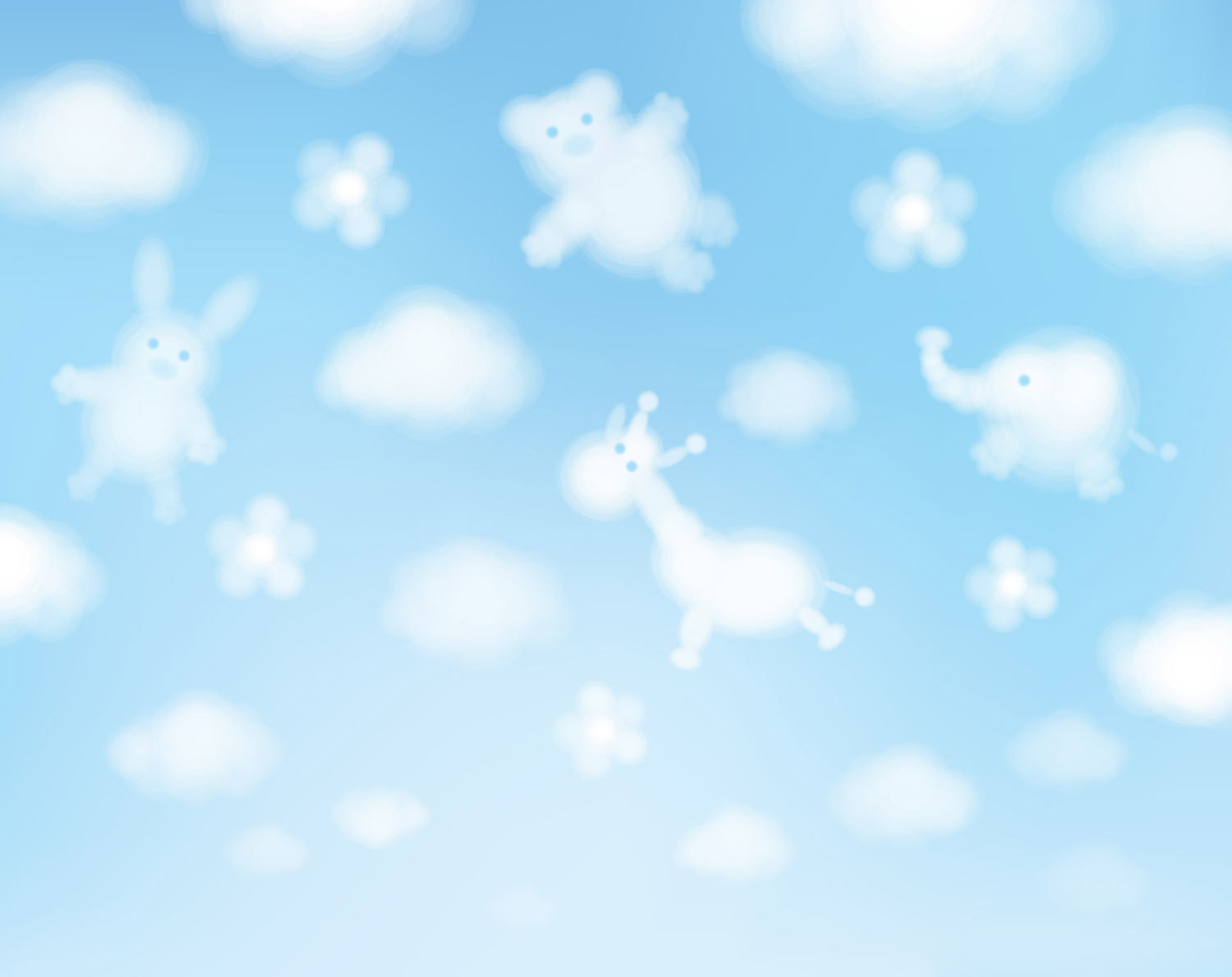 Blue sky with clouds and animals