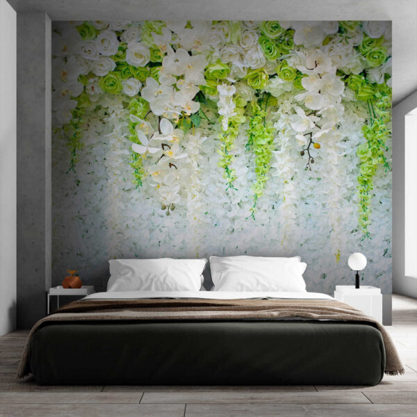 Muur van bloemen en wijnranken Muur van bloemen en wijnranken