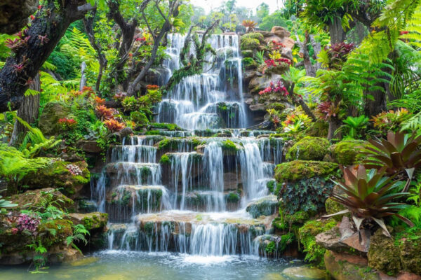 Waterval in een tropische tuin Waterval in een tropische tuin