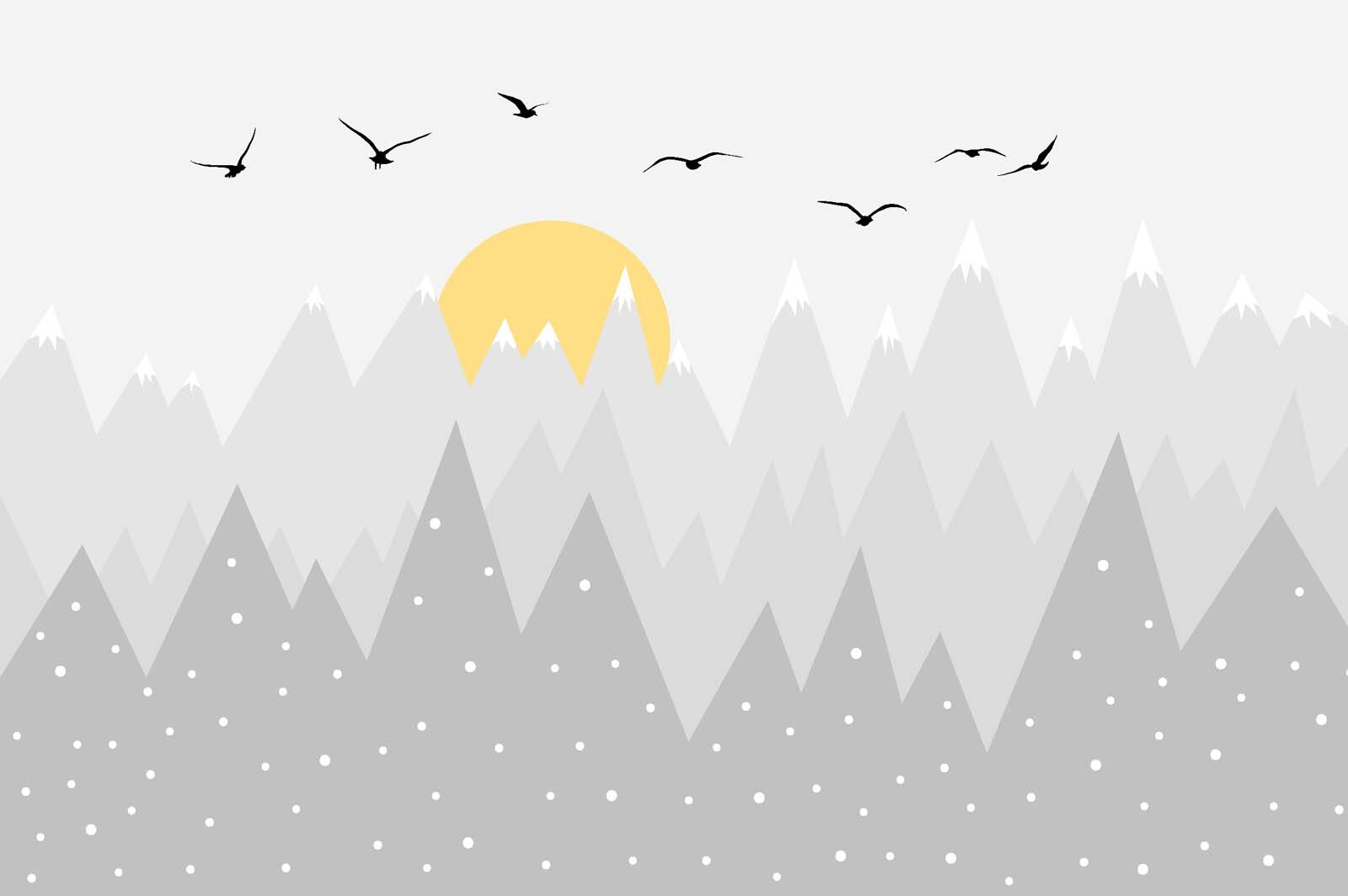 Birds flying over mountains