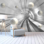 Fotobehang Witte ballen in een tunnel