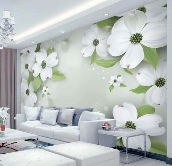 Witte bloemen met groene bladeren Witte bloemen met groene bladeren