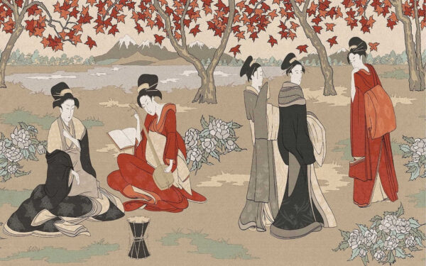 Groep vrouwen in traditionele japanse kleding Groep vrouwen in traditionele japanse kleding