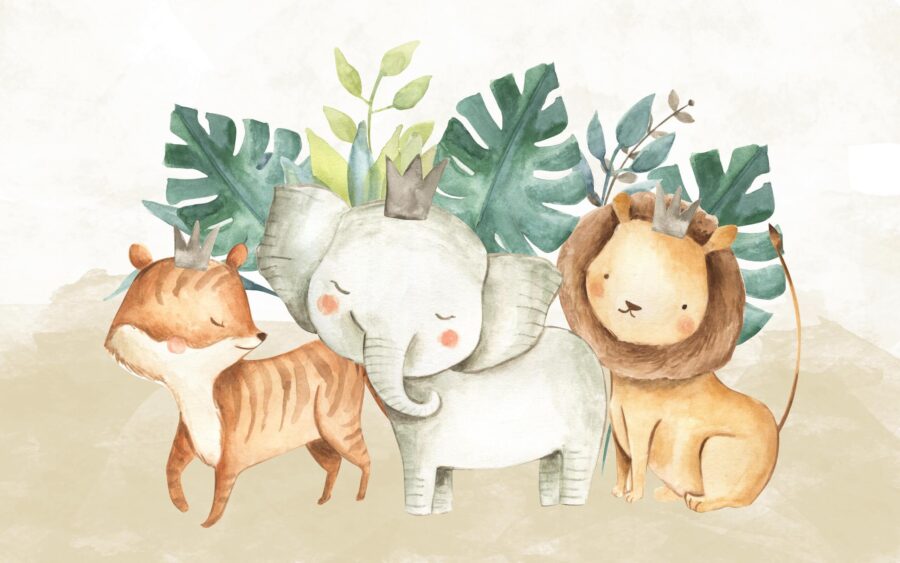 Groep dieren met kronen